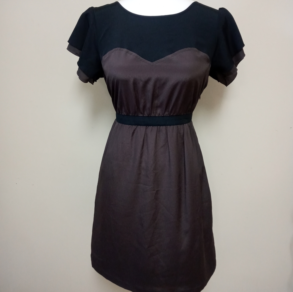 Mossimo Brown Black Tie Back Fit & Flare Dress